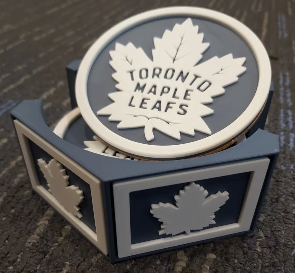 NHL Fan Stand Holder - Toronto Maple Leafs - 5 Piece Cork Backed Premium Set