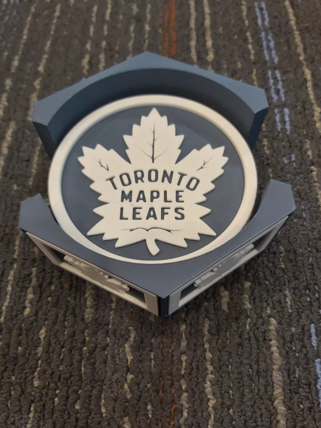 NHL Fan Stand Holder - Toronto Maple Leafs - 5 Piece Cork Backed Premium Set