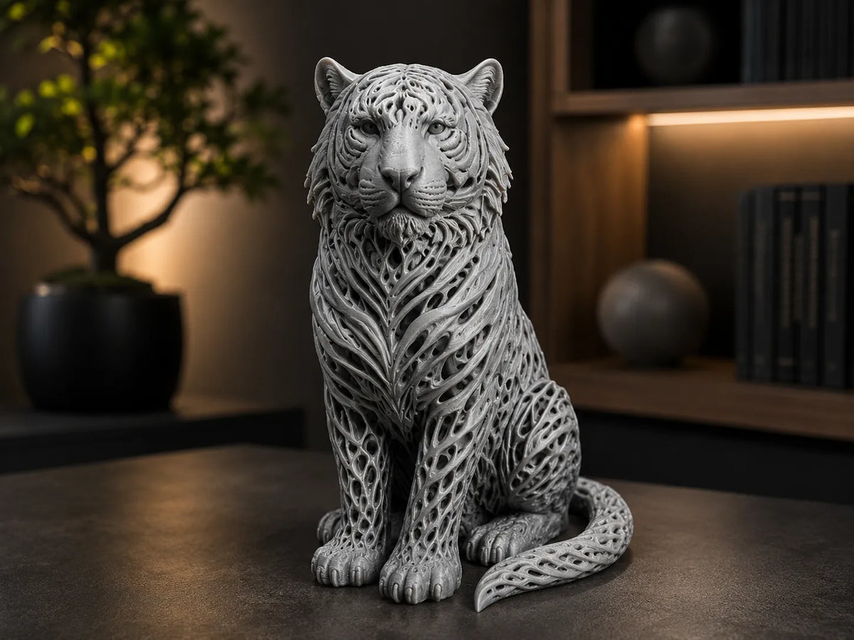 Elegant Tiger Statue Lattice 5.5" tall