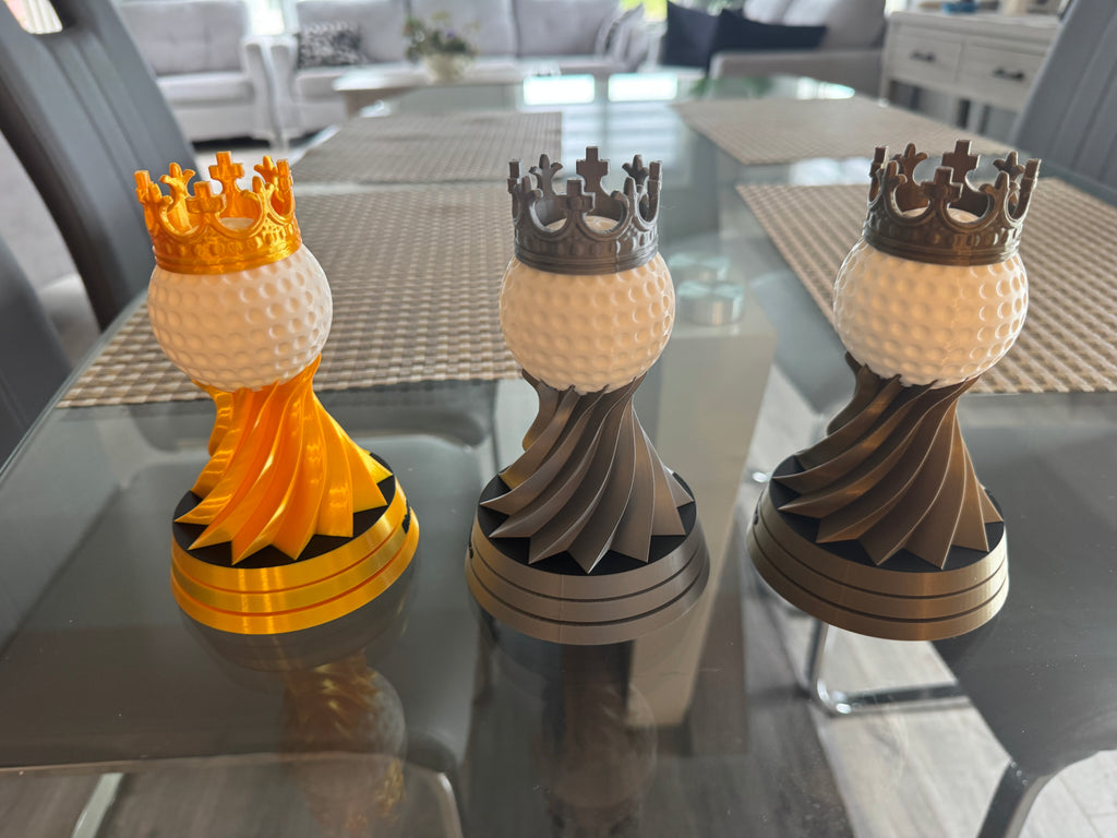 Golf Trophy - Gold / Silver / Bronze w/ Lettering