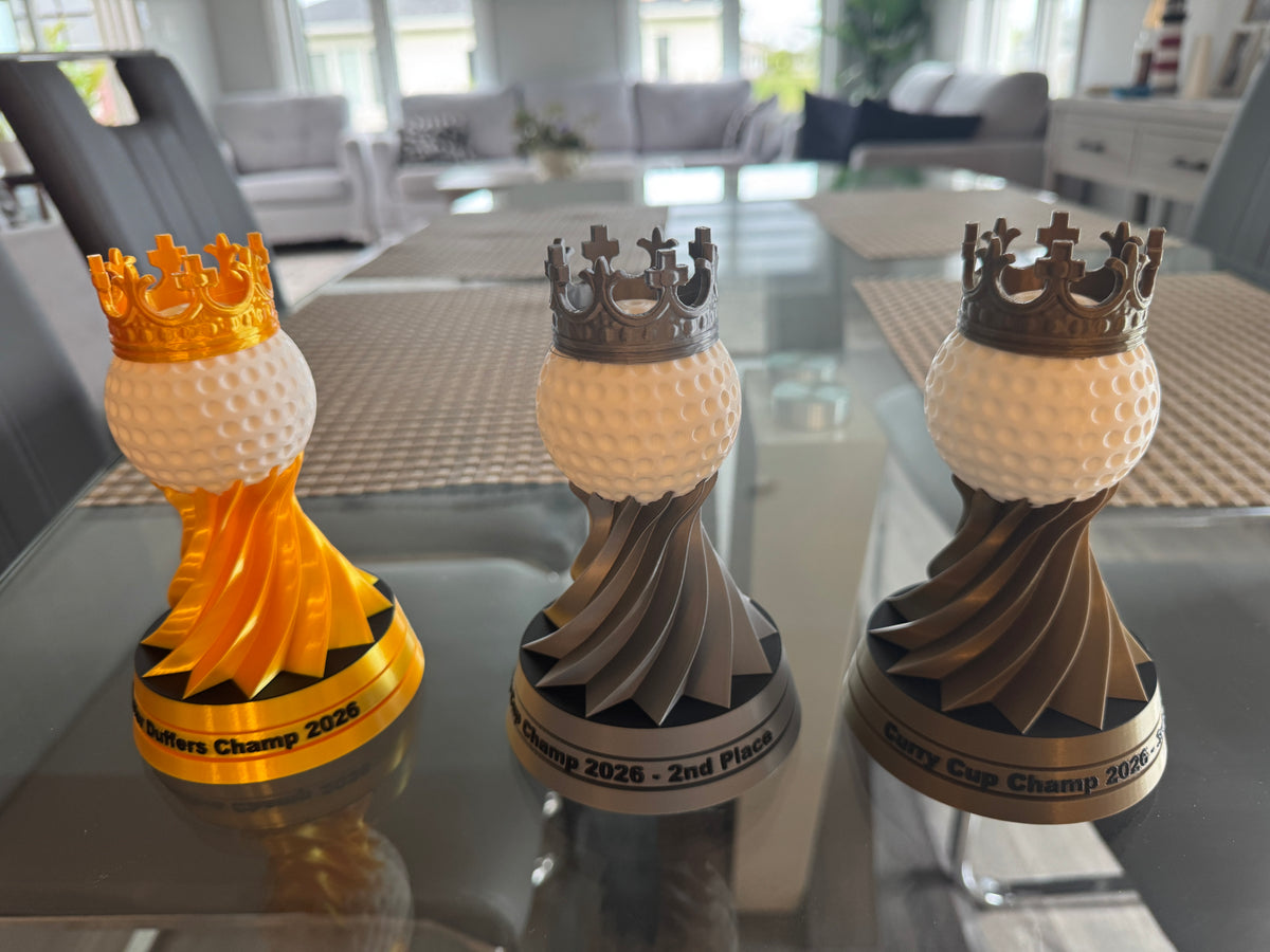 Golf Trophy - Gold / Silver / Bronze w/ Lettering