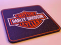 Harley Davidson - Square Cork backed coasters x 4 with holder